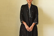 Jamdani Handloom Cotton Black Dress