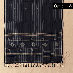 Aamaya . आमाया | Handloom Soft Cotton Jamdani Stole (Two Options) - Navy Blue