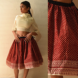 Flowers in a River | Natural Dyed Jawariya Block Printed Short Skirt
