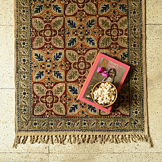 A finite infinity ❧ Kalamkari Natural Color Dhurrie ( 2 X 3 ) - E