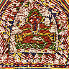 Prachin . प्राचीन  ❂ Gujrat Bead Work - Old & Antique Wall Hanging - Ganesha