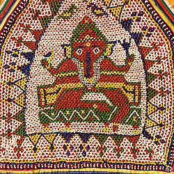 Prachin . प्राचीन  ❂ Gujrat Bead Work - Old & Antique Wall Hanging - Ganesha