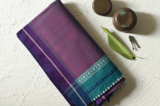 Sadaa . सदा ✡ Begampuri Cotton Purple Saree With Green Pallu