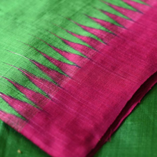 shop Handwoven Pure Tussar Silk Green Saree