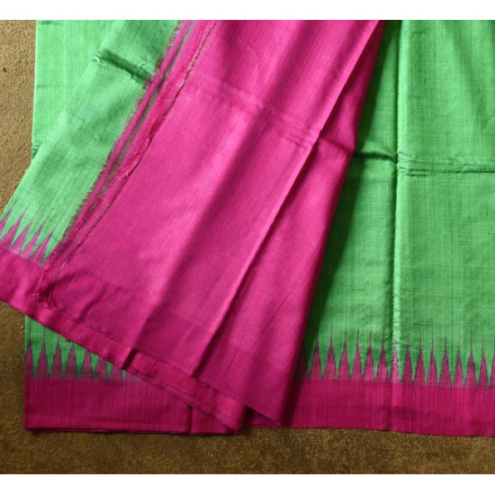 shop Handwoven Pure Tussar Silk Green Saree