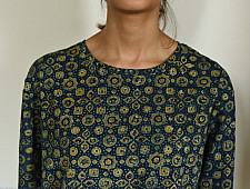 Block Printed & Vegetable Indigo Dyed ~ Ajrakh T-shirt