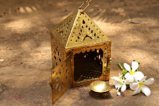 Ahar ✽ Brass ~ A Lamp with Diya (6.5" x 6.5 " x 7") -  3