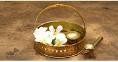 Ahar ✽ Brass ~ Flower Pooja Basket with Diya ( Set of Three ) - 1 ( Round Basket - 6.5 x 6.5 )