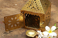 Ahar ✽ Brass ~ A Lamp with Diya (6.5" x 6.5 " x 7") -  3