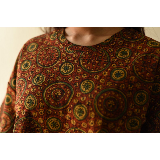 buy Natural Dyed Cotton Crop Top with Ajrakh Prints