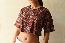 Hand Block Printed ✩ Vegetable Dyed Ajrakh Cotton Crop Top