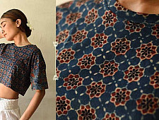 Hand Block Printed ✩ Ajrakh Block Printed Cotton Crop Top