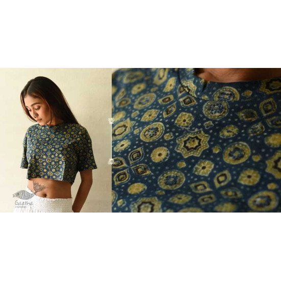 buy Ajrakh Block Printed Cotton Crop Top