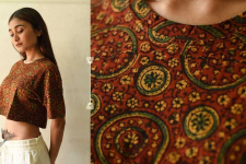 Hand Block Printed ✩ Natural Dyed Cotton Crop Top with Ajrakh Prints