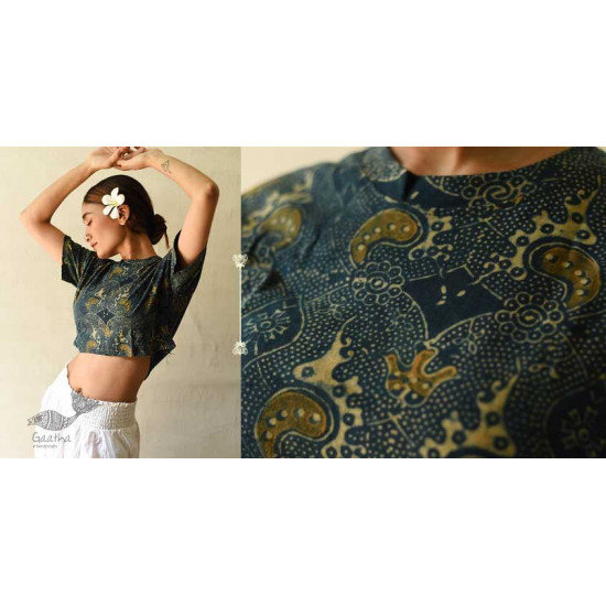 buy ajrakh hand block printed Crop Top