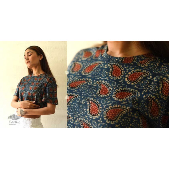 buy ajrakh hand block printed Crop Top