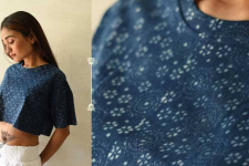 Hand Block Printed ✩ Vegetable Dyed Indigo Ajrakh Cotton Crop Top