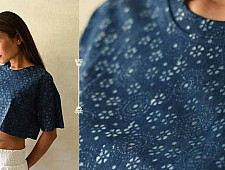 Hand Block Printed ✩ Vegetable Dyed Indigo Ajrakh Cotton Crop Top