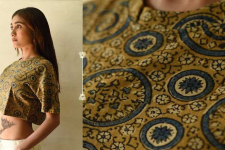 Hand Block Printed ✩ Yellow Cotton Crop Top - Vegetable Dyed Ajrakh Hand Printed