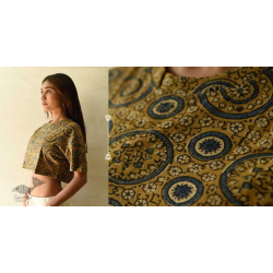 Hand Block Printed ✩ Yellow Cotton Crop Top - Vegetable Dyed Ajrakh Hand Printed