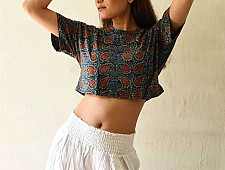 Hand Block Printed ✩ Vegetable Dyed - Ajrakh Cotton Crop Top