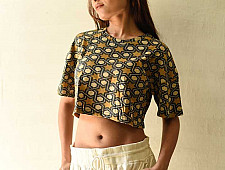 Hand Block Printed ✩ Natural Dyed Ajrakh Cotton Crop Top