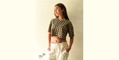Hand Block Printed ✩ Natural Dyed Ajrakh Cotton Crop Top