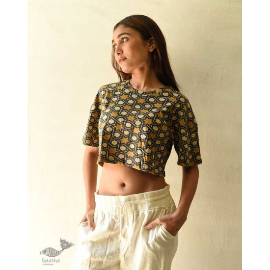 buy Natural Dyed Ajrakh Cotton Crop Top