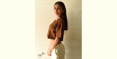 Hand Block Printed ✩ Natural Dyed Cotton Crop Top with Ajrakh Prints