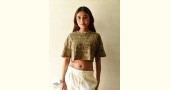 buy Yellow Cotton Crop Top - Vegetable Dyed Ajrakh Hand Printed
