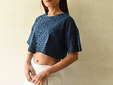 Hand Block Printed ✩ Vegetable Dyed Indigo Ajrakh Cotton Crop Top