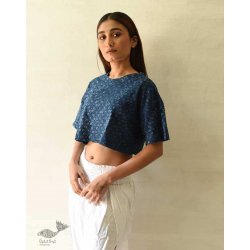 Hand Block Printed ✩ Vegetable Dyed Indigo Ajrakh Cotton Crop Top