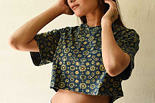 Hand Block Printed ✩ Ajrakh Block Printed Cotton Crop Top