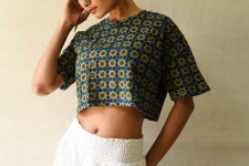 Hand Block Printed ✩ Ajrakh Hand Block Print - Cotton Crop Top