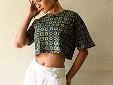 Hand Block Printed ✩ Ajrakh Hand Block Print - Cotton Crop Top