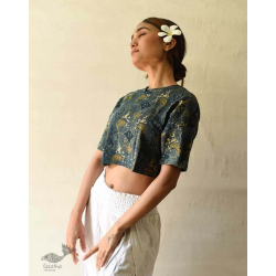 Hand Block Printed ✩ Vegetable Dyed - Ajrakh Cotton Blue Crop Top