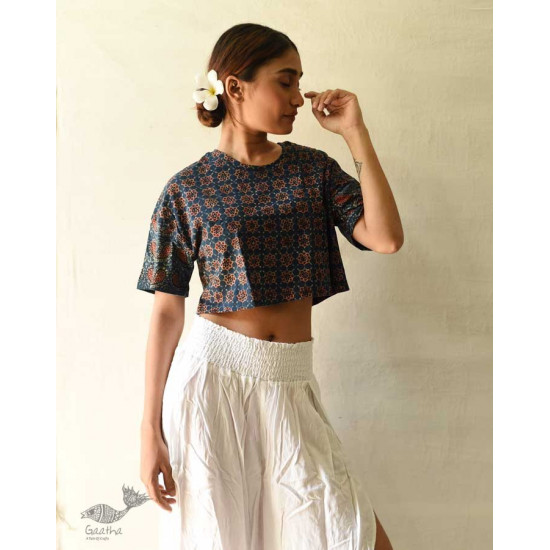 buy Ajrakh Block Printed Cotton Crop Top