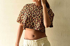 Hand Block Printed ✩ Vegetable Dyed - Beige Ajrakh Cotton Crop Top