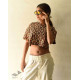 buy Beige ajrakh hand block printed Crop Top