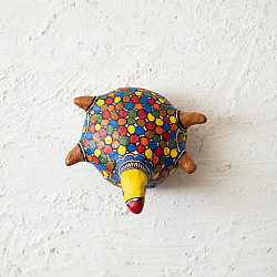 Madhuban . मधुबन ❁ Madhubani Hand Painted Paper Mache ~ Turtle (Two Options)