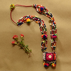 FolkLove | Handmade Tribal Necklace With Bead Work & Mirror work
