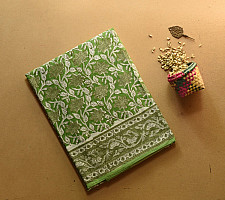 Indigenous Impressions ❣ Bagru Block Printed ~ Cotton Green Saree