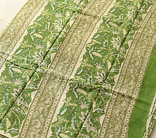Indigenous Impressions ❣ Bagru Block Printed ~ Cotton Green Saree