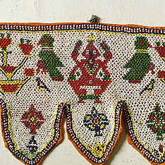 Prachin . प्राचीन  ❂ Gujrat Bead Work - Old & Antique Wall Hanging - Ganesh & Perrot Chakda