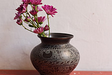 Antiquities from Khajuraho ~ Carving on Brass Lota / Kalash - Shiva