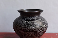 Antiquities from Khajuraho ~ Carving on Brass Lota / Kalash - Shiva