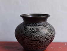 Antiquities from Khajuraho ~ Carving on Brass Lota / Kalash - Shiva