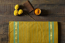 Rojana | Handloom Andhra Cotton Saree - Yellow & Green