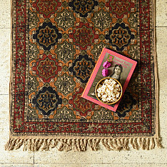 A finite infinity ❧ Kalamkari Natural Color Dhurrie ( 2 X 4 ) - Home Decor