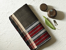 Sadaa . सदा ✡ Begampuri Cotton Saree - Carbon Black